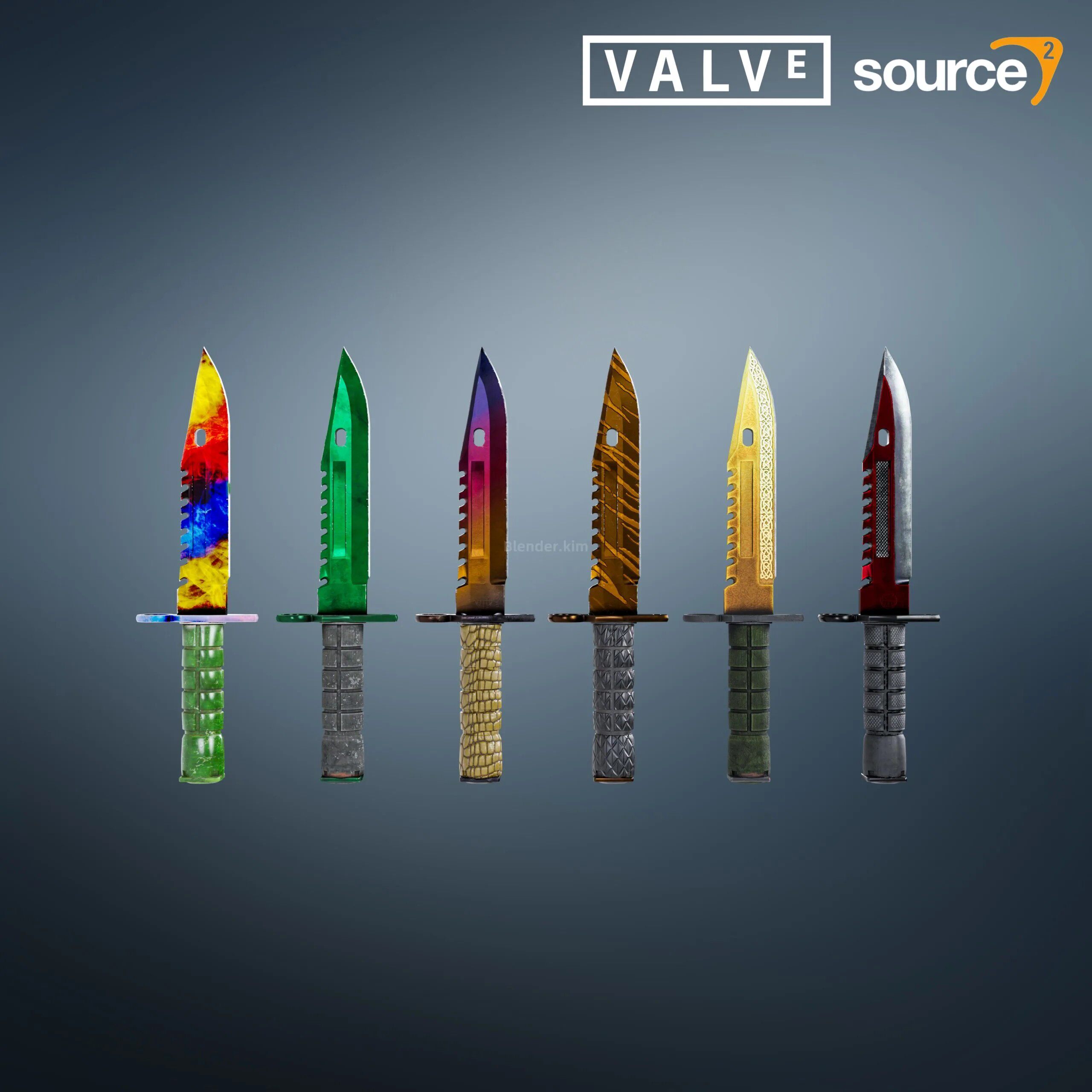 csgo M9刺刀(6 different skin,pbr remake)-魔酷网