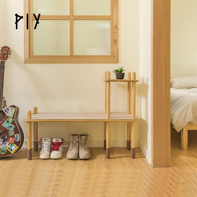 PIY Change shoe stool household doorway light luxury Nordic solid wood cushion lounge modern long stretch footstool foot stool