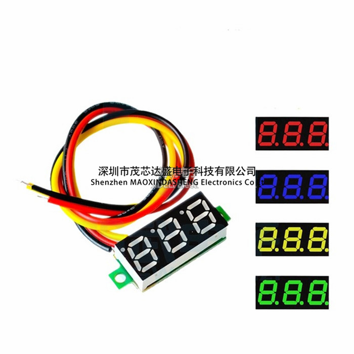 0 28 inch ultra small digital DC voltage gauge head number of adjustable three-wire DC0-100V battery cell voltmeter