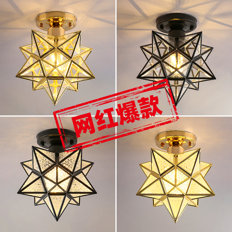 Aisle Corridor Light, Creative and Personalized, Internet-Famous Five-Pointed Star Diamond Balcony Ceiling Light, Entrance Foyer Lighting Fixture