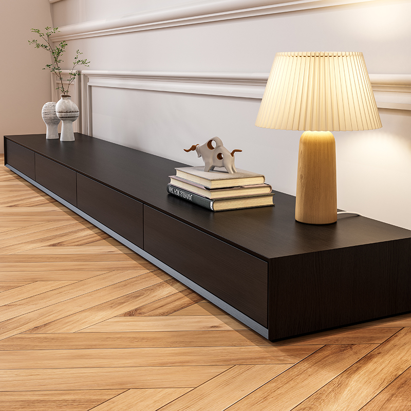 Nordic TV Cabinet Tea Table Combo Brief Modern Living Room Terrace Floor Landing Small Family storage Black TV enclosure-Taobao