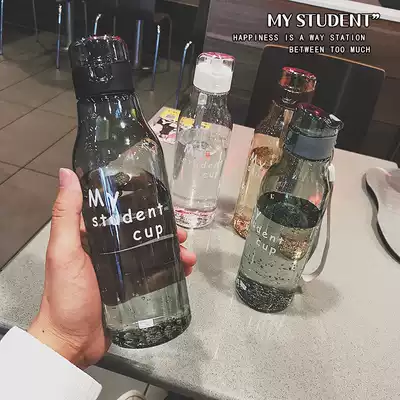 Summer water cup female bullet cover rope water bottle Korea simple fashion fresh sports water Cup portable fitness plastic cup