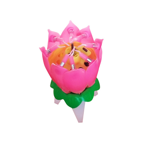 音乐蜡烛 生日蜡烛 荷花开花旋转蜡烛创意聚会派对浪漫蛋糕蜡烛