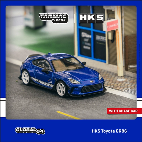 Tarmac Works Модель автомобиля HKS Toyota GR86 Blue Metallic 1:64