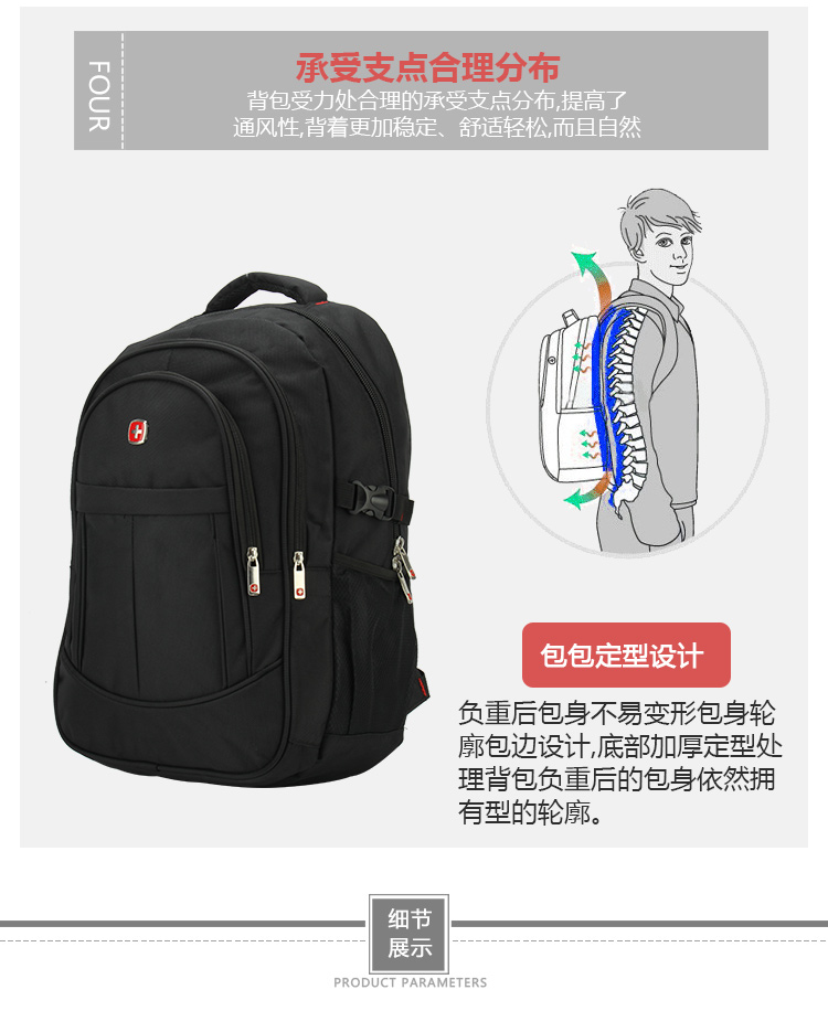 Swiss Swiss dao công suất lớn du lịch ngoài trời ba lô nam Oxford túi vải du lịch hành lý máy tính ba lô balo laptop nữ