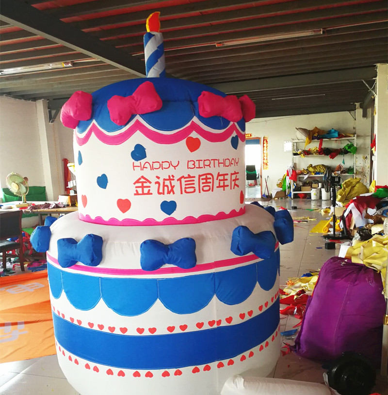 Customized inflatable birthday cake simulation cake model mall large event party cartoon ventilation fan