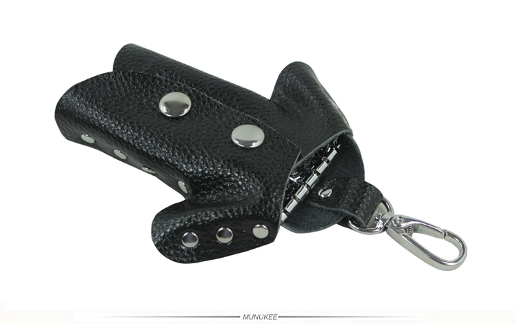 Túi da handmade móc khóa da nhỏ thời trang móc khóa màu đen - Trường hợp chính ví móc chìa khóa giá rẻ