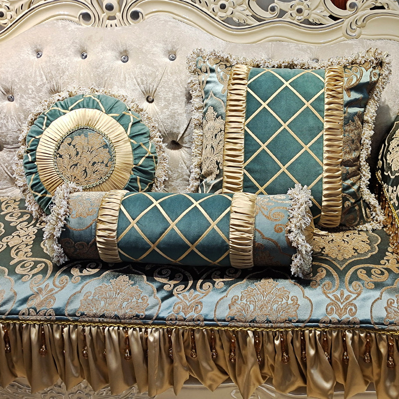 Eurostyle round pillow high-end candy pillows neoclassical long waist pillow New products with core soft and beautiful holding pillow velvet fabric