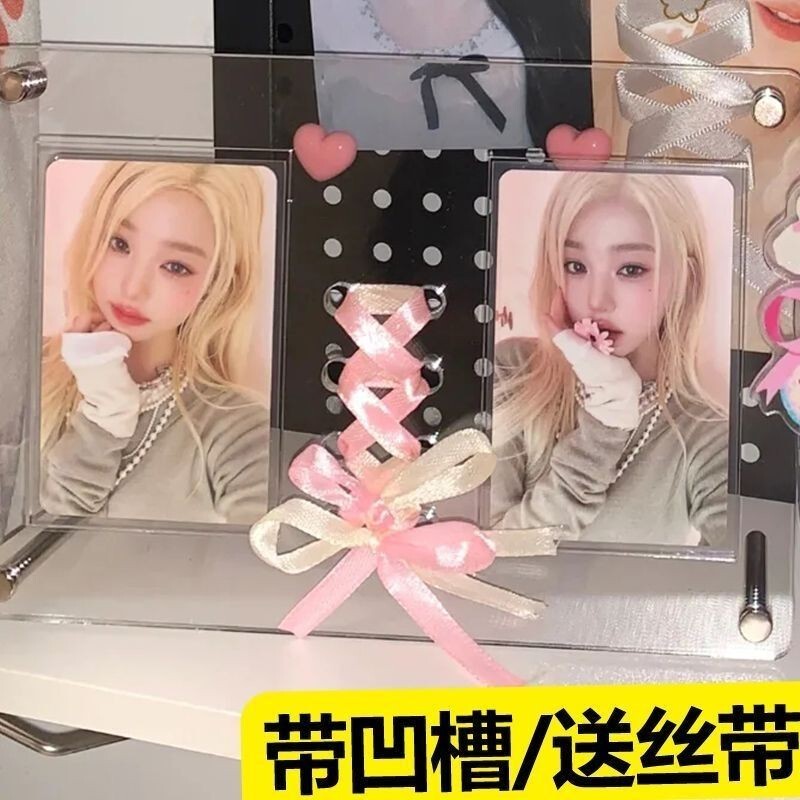 Acrylic Cd Record Star Photo Card Display Stand Polaroid 3inch Photo Frame Desktop Ornament Double Groove Storage