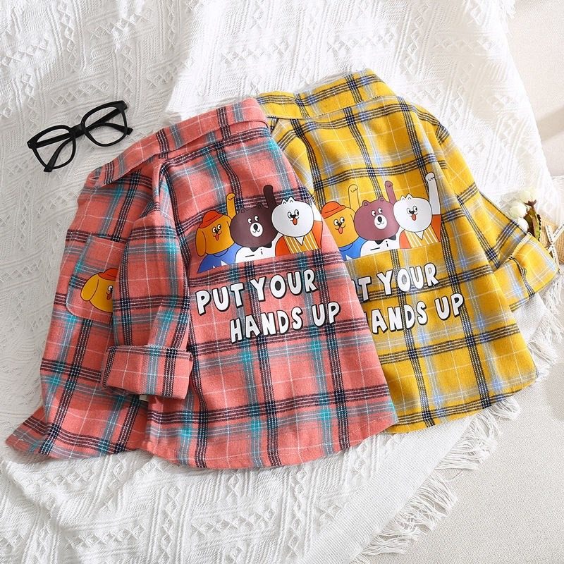 Day Series Early Autumn Children Plaid Pure Cotton Shirt Boy Fried Street Long Sleeve Four Seasons Can Wear Autummy Jersey 2021 New