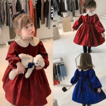 New Year Dress Girl Winter Plus Suede Thickened Dress Dress Dress Korea Korean Version Princess Dress Birthday Party High
