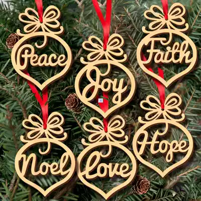 12Pcs Christmas Decorations Wooden Ornament Xmas Tree