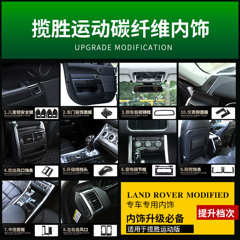 Special for 14-22 Land Rover Range Rover Sport Edition Interior Refitted Carbon Slim Fit in the Grate Gear Panel Decoration Sticker