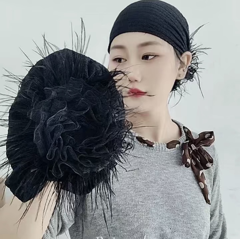 2026 New Model Wave Feather Print High-End Versatile Accessory with Floral Design Trendy Hat 2026 New Model Wave Feather Print High-End Versatile Accessory with Floral Design Trendy Hat