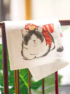 Custom handkerchief portable small square towel ancient style handkerchief pure cotton wipe sweat-absorbing creative poetry hand-painted Chinese characteristics gift