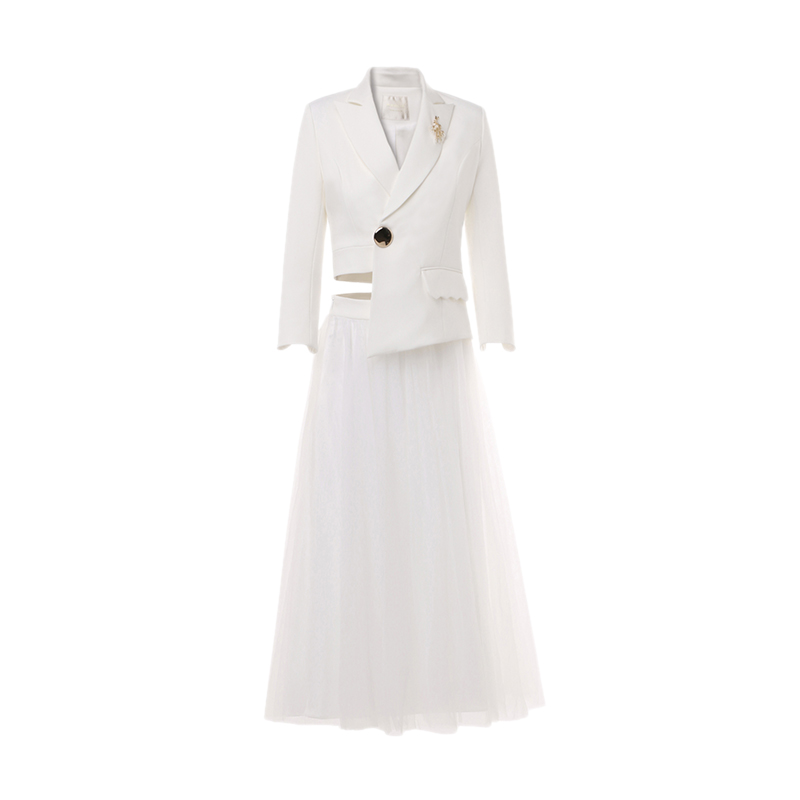 2020 dinner white noble evening dress skirt suit female high-end two-piece suit is thin, big-name elegant banquet