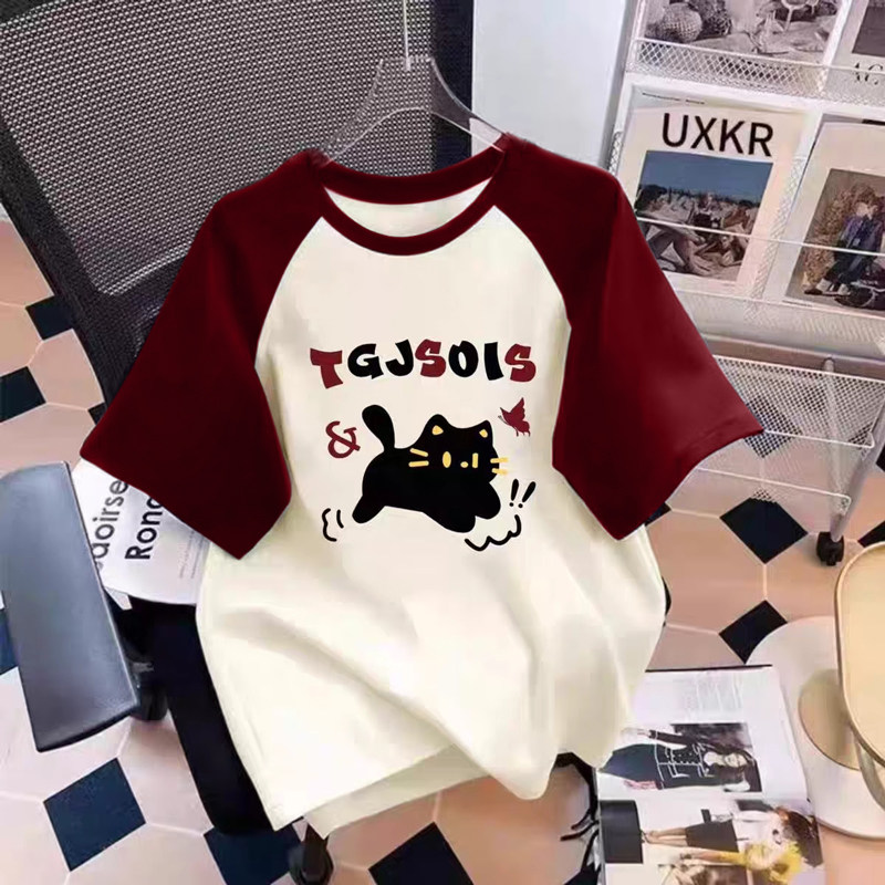 Футболка из чистого хлопка с короткими рукавами для девочек, новая летняя свободная футболка для детей среднего возраста с короткими рукавами, модный студенческий детский топ реглан