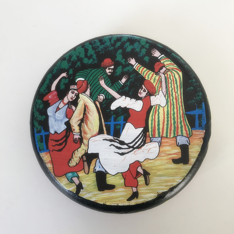 Xinjiang Customs Bull Leather Colored Drawing Hand Drum Folk Musical Instruments Stage Props Restaurant Decorated with Bull Leather Drum-Taobao