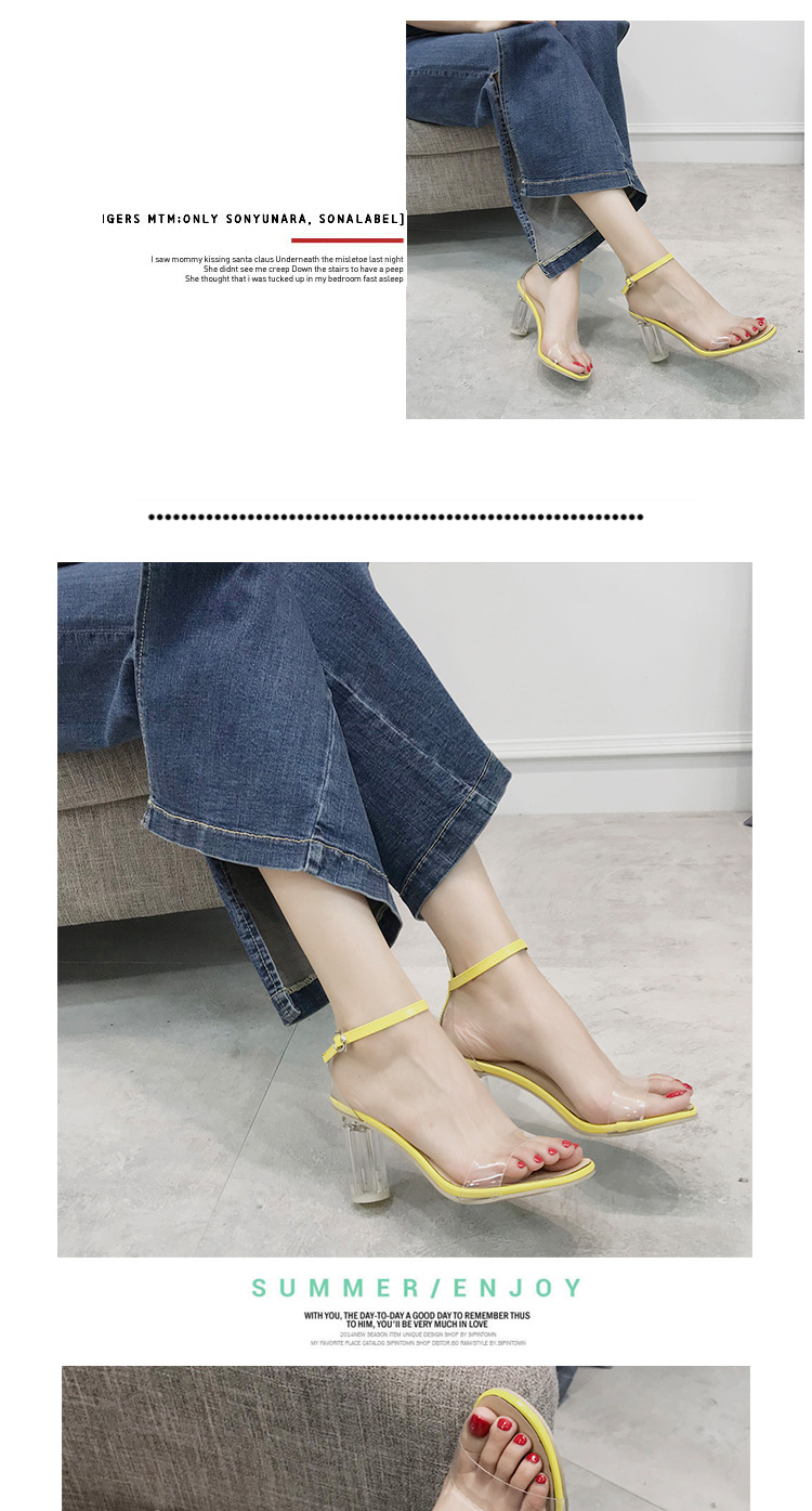 Han 2018 hè mới khóa trong suốt với sandal dày và hở ngón nữ pha lê với đôi giày cao gót có khí chất dép bitis nữ