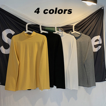 Spring solid color high neck long sleeve T-shirt men Korean trend bf harbor style students Joker lazy wind base shirt