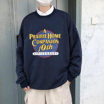 Round neck plus velvet sweater Mens trend ins autumn and Winter Hong Kong trend brand student Korean loose youth autumn top