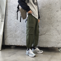 Overalls boys pants loose straight casual pants autumn trousers Korean version of the trend brand ins Hong Kong style men