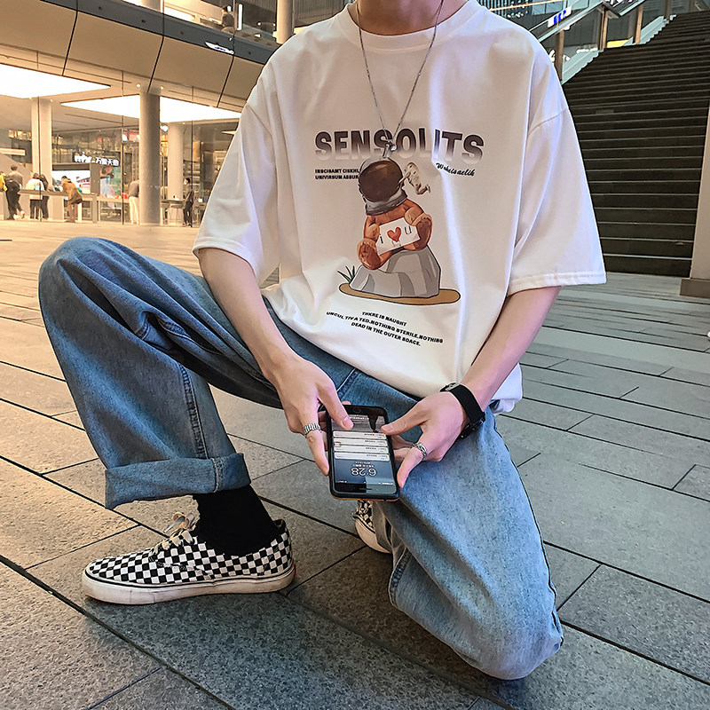 Ultra Fire Cec Short Sleeve T-Shirt Male Trend 100 Lap Couple Half Sleeve T-shirt Summer Harbor Wind Loose s Tide Card Blouse