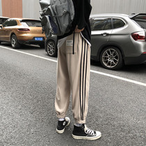 Autumn and winter casual pants men plus velvet thick warm leg pants Tide brand loose bf harbor wind student sports long pants