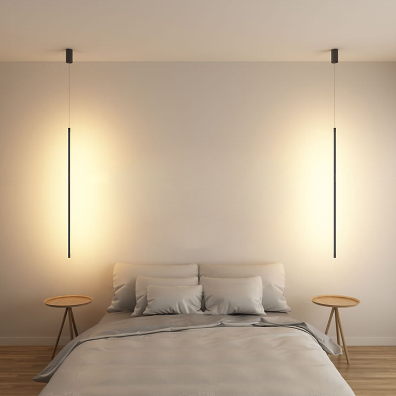 Pendant Wire Lamp Minima Bed Head Lamp Minimalist Modern Living-room Bedroom Strip Creative Background Wall Atmosphere Light LED Luminaire