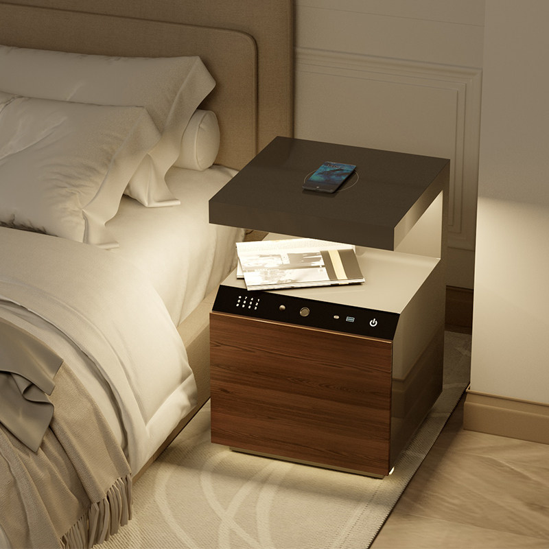 Bed Head Cabinet Light Floor Lamp Floor Lamp Bedroom Wireless Charging Fingerprint Lock Living Room Tea Table Design Sensation Brief Modern Induction Lamp