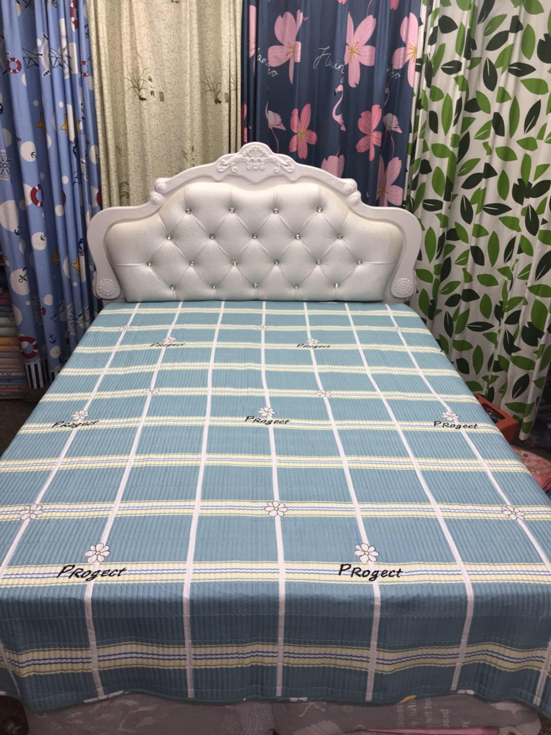 Dongdong vải 1985 giường đôi cover bí mật quilting mật độ cao rửa vải trải giường không có khả năng bóng không phai