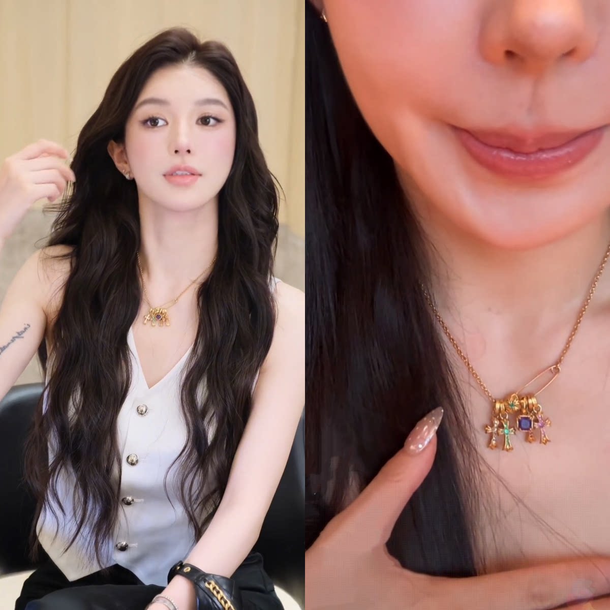 [Ceiling] TikTok viral Thea style 18k gold plated cross brooch necklace, jewelry and accessories