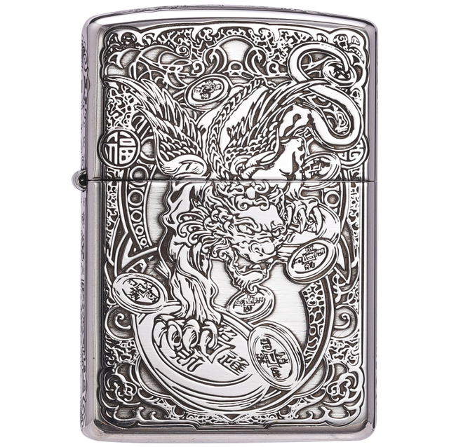 Genuine zippo lighter sterling silver Lucky Pixiu American original zppo genuine men's lettering gift collection