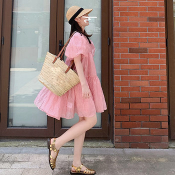 2023 ໃໝ່ ຫວານ ແລະ ເຜັດ Princess Age-Reduction Style Puff Skirt Puff Sleeve First Love Tea Break Dress for Children Summer