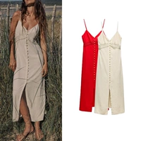 ZA Spring New v -Neckline Design Выделка льнян