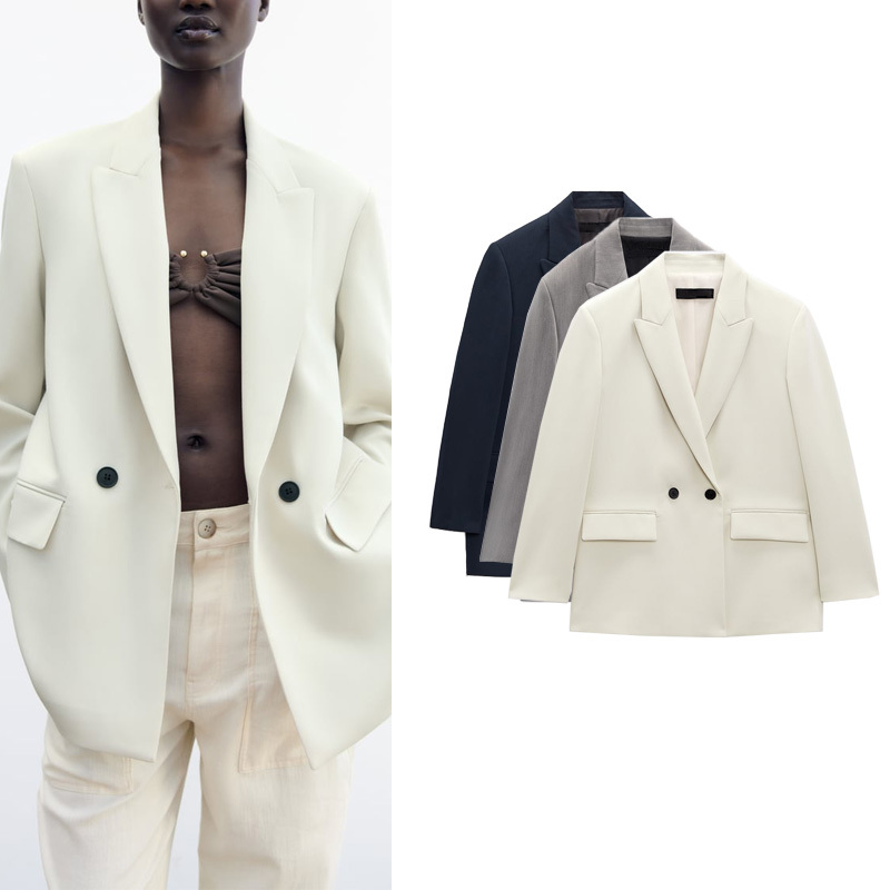 Spring New Style Commuter Casual Lapel Double-Breasted Loose Blazer 2753132 2753032