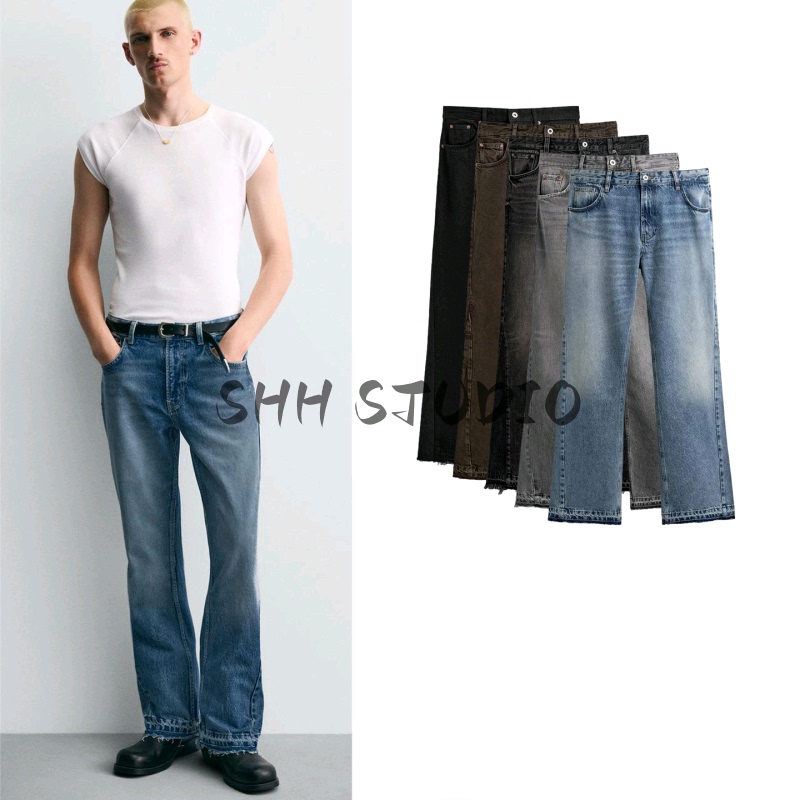 26 Spring/Summer New Men's Clothing Irregular Hem Mid-Waist Skinny Washed Ripped Flared Denim Pants 0840444 26 Spring/Summer New Men's Clothing Irregular Hem Mid-Waist Skinny Washed Ripped Flared Denim Pants 0840444