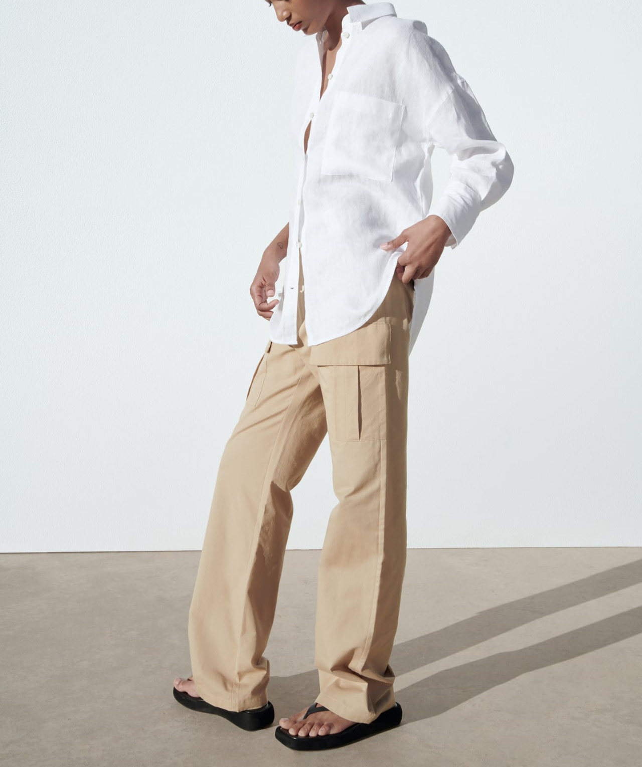 315g Weight Long Sleeve Sleeve Length Single Breasted Placket Type Regular Sleeve Sleeve Type Cotton and Linen Fabric Type Long Top Length Blouse Tops Type Daily Occasion Shirt Collar Neckline Loose Fit Type Solid Color Pattern Summer, Spring Season Women's Gender Casual Style Wholesale Women's Casual Solid Color Long Sleeve Blouses 3