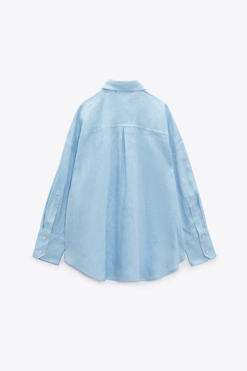 315g Weight Long Sleeve Sleeve Length Single Breasted Placket Type Regular Sleeve Sleeve Type Cotton and Linen Fabric Type Long Top Length Blouse Tops Type Daily Occasion Shirt Collar Neckline Loose Fit Type Solid Color Pattern Summer, Spring Season Women's Gender Casual Style Wholesale Women's Casual Solid Color Long Sleeve Blouses 29
