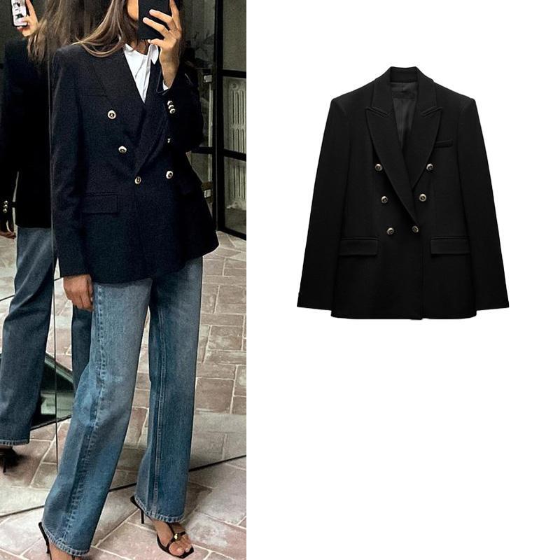 Spring New Women's Clothing European and American Style Double-Breasted Commuter Slim Long-Sleeved Casual Blazer 8634599