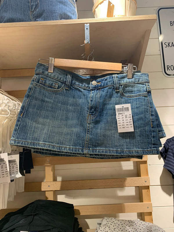 Brandybm Official Website Retro A-Line Denim Skirt Bm Summer Low-Waist Elegant Slimming Look Sexy Hip-Hugging Short Skirt