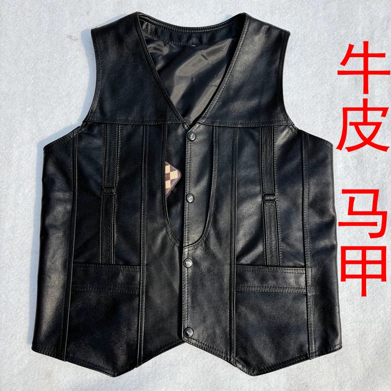 Spring and autumn single style cowhide vest military style
