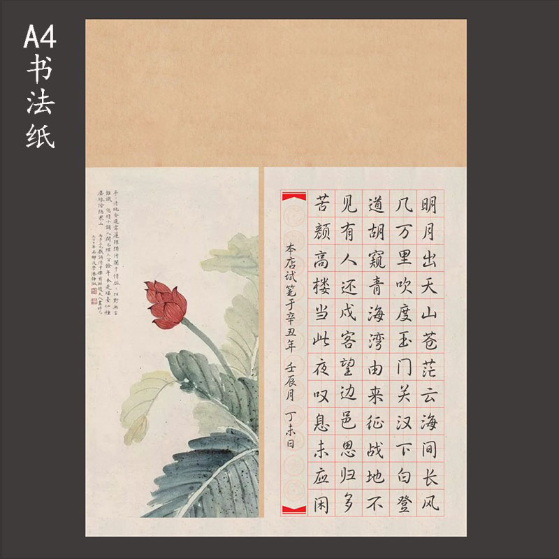Chinese style A4 field character grid hard pen calligraphy special work paper for primary school students 20 five-character poems 40 competitions 80 words 56 grids - Taobao