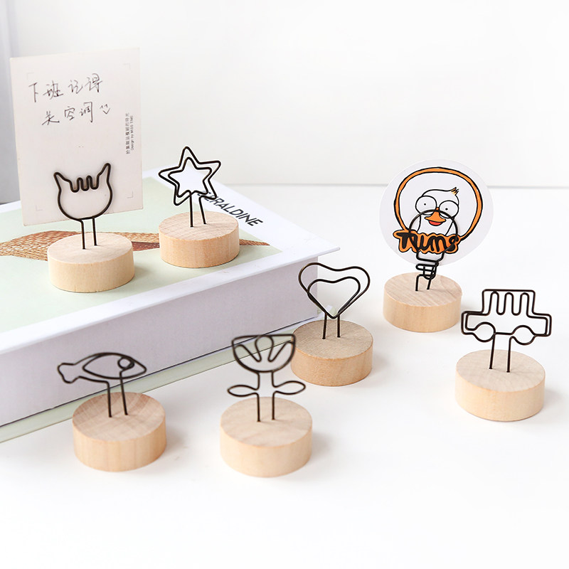Creative vintage log sticky note clip vertical simple cute photo clip message sticky note clip home decoration ornaments