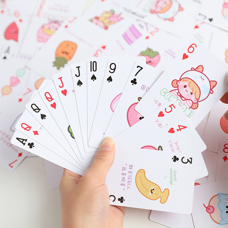 Cute creative student playing card card cartoon girl personality puzzle fun children's card game