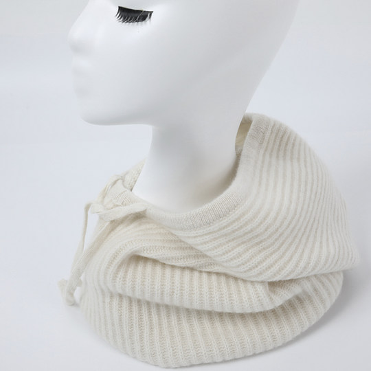 High-End Export White Velvet Autumn and Winter Thickened Solid Color Cashmere Hat for Women with Integrated Neck Warmer, Winter Thermal Neck Cover