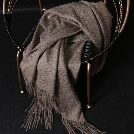 Cashmere Scarf for Women, 100% Pure Cashmere, Double-Sided Water Ripple Shawl, Dual-Use Solid Color Neck Warmer, Thick for Winter