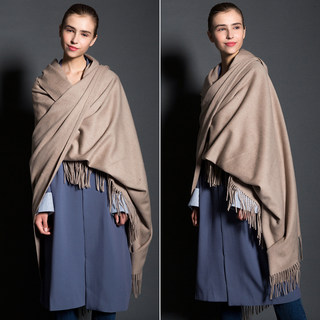 A Winter European and American Style Oversized Cashmere Shawl, Thickened Wool Large Scarf for Women, Cape, Poncho, Dual-Use Blanket