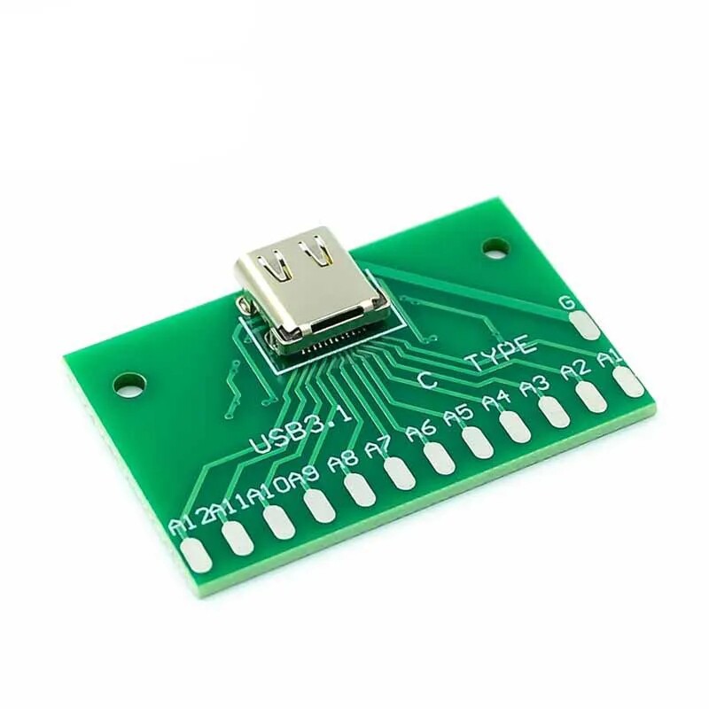 TYPE-C母头测试板USB 3.1带PCB板24P母座 连接器转接板测电流导通