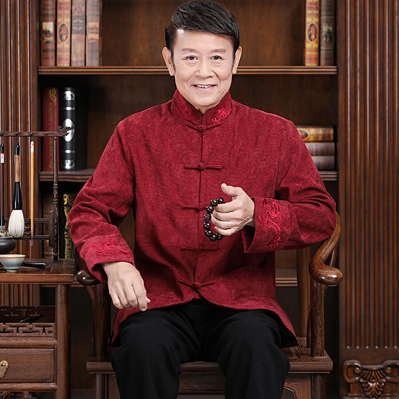 Middle aged high-end Tang dress Male autumn winter clothing jacket 90 year old grandpa over big birthday Birthday Clothing Suxing Old Man Clothes